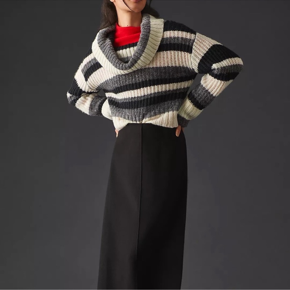 By Anthropologie Striped Turtleneck Sweater